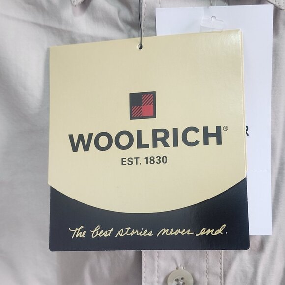 NWT Woolrich Cordele Men's Med Long Sleeve Button-Up Shirt  Beige Khaki Fishing - Picture 3 of 7